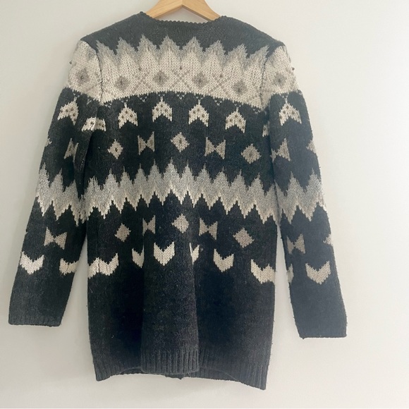 J. Jill Fair Isle Icelandic Nordic Wool Blend Beaded Cardigan Sweater Gray XS - Picture 8 of 11